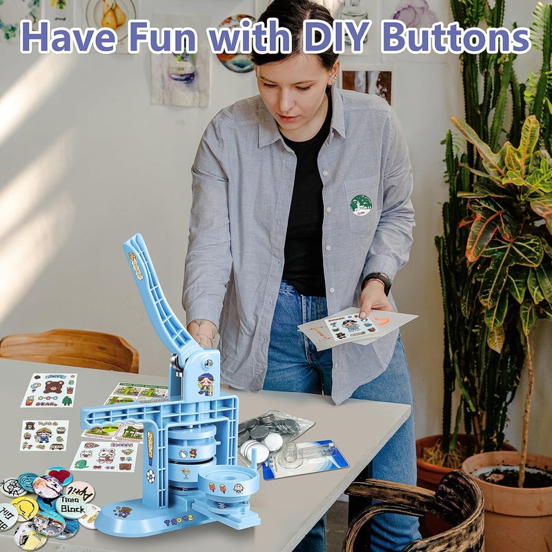 Happizza Button Maker Machine Multiple Sizes (4th Gen), Pin Maker 1+1.25+2.25 inch / 25+32+58mm, Badge Button Press Machine with Cutting Mat & 300 Sets Badge Making Supplies & Circle Cutter - Image 5